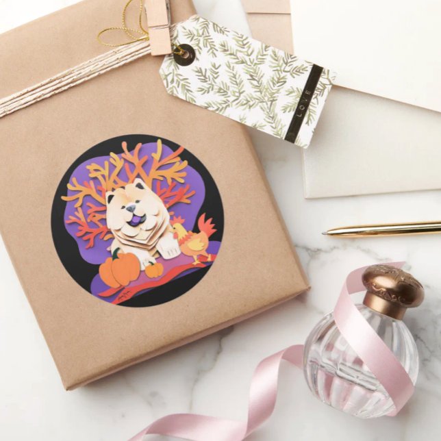 LITTLE BOO Cream Chow choose size   Classic Round Sticker (Creator Uploaded)