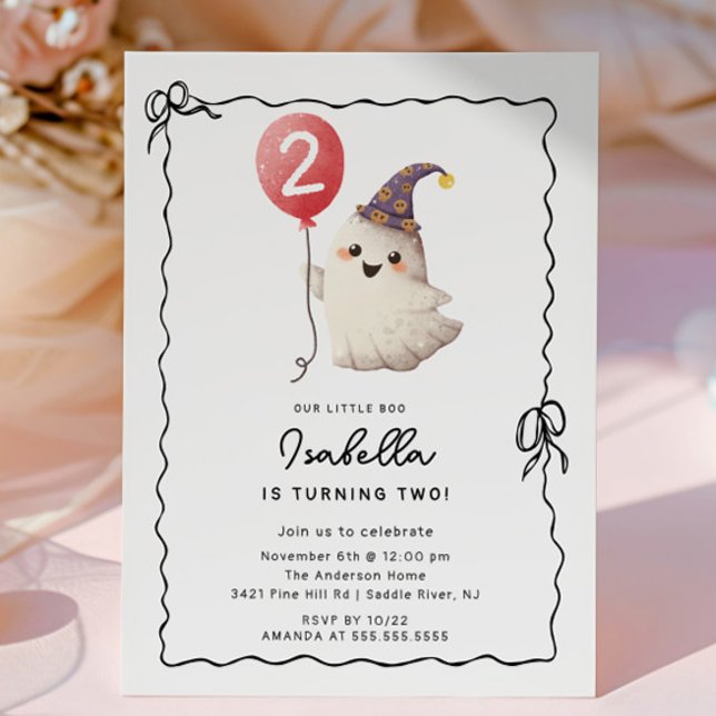 Little Boo Cute Ghost Birthday Invitation (Creator Uploaded)