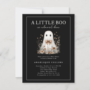 Little Boo Cute Ghost Bow Wildflowers Baby Shower  Postcard