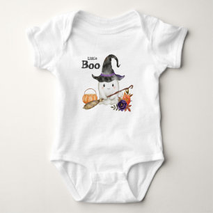 Little Boo Cute Ghost Halloween 1st Birthday Baby Bodysuit