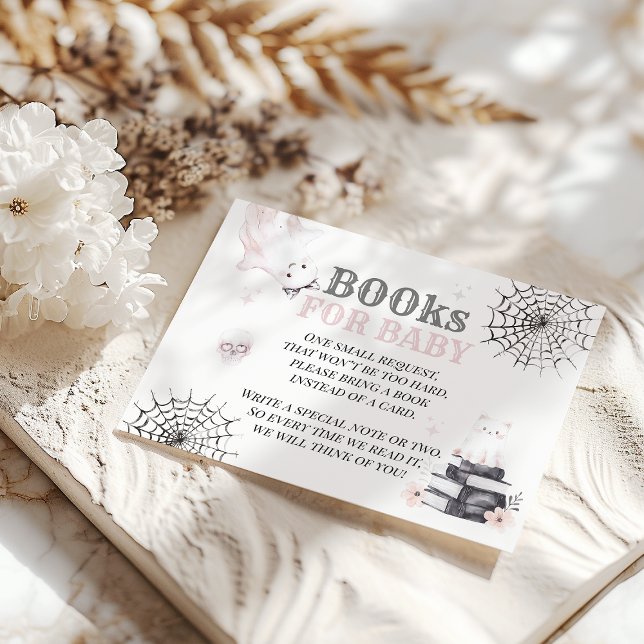 Little Boo Cute Ghost Halloween Baby Girl Shower Enclosure Card (Creator Uploaded)