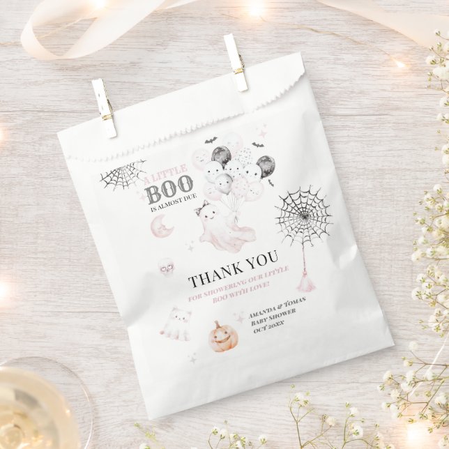 Little Boo Cute Ghost Halloween Baby Girl Shower Favour Bag (Clipped)
