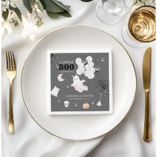Little Boo Cute Ghost Halloween Baby Girl Shower Napkin