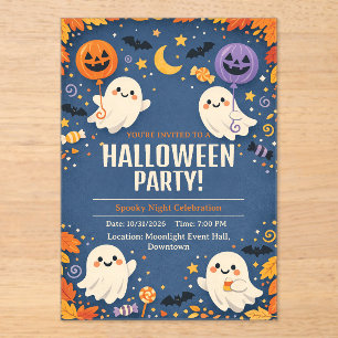 Little Boo Cute Ghost Halloween Party Acrylic Invitations