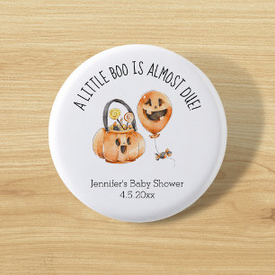 little boo, cute halloween baby shower 3 cm round badge