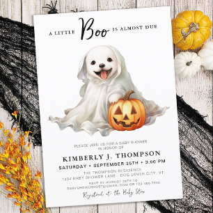 Little Boo Cute Halloween Simple Baby Shower Invitation
