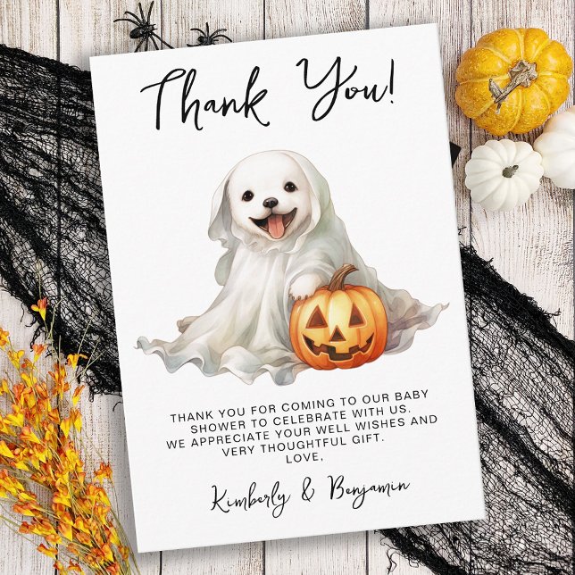 Little Boo Cute Halloween Simple Baby Shower  Thank You Card (Creator Uploaded)