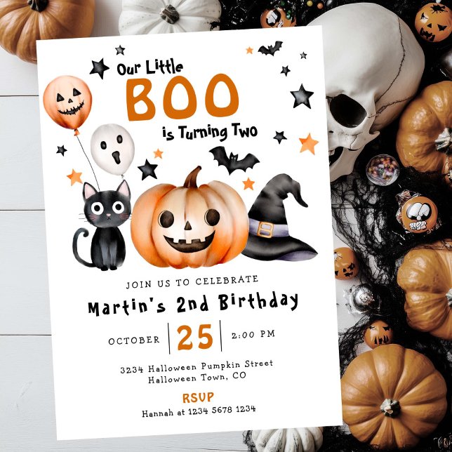 Little BOO Cute Halloween Themed 2nd Birthday Invitation (Creator Uploaded)