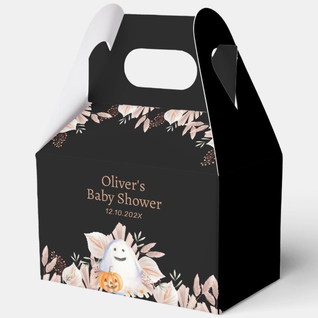 Little Boo Elegant Boho Ghost Baby Shower  Favour Box (Front)