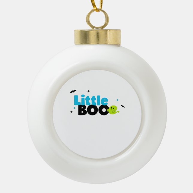 Little Boo Funny Retro Ceramic Ball Christmas Ornament (Front)