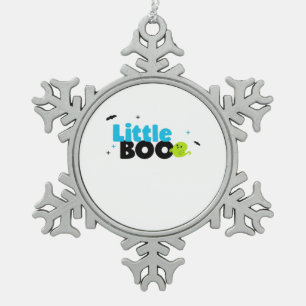 Little Boo Funny Retro Snowflake Pewter Christmas Ornament