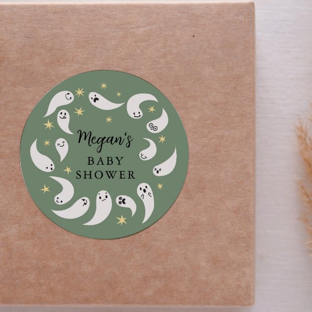 Little Boo Gender Neutral Baby Shower Favour Classic Round Sticker (Creator Uploaded)