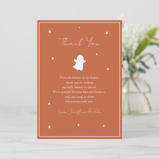 Little Boo Gender Neutral Baby Shower Thank You Card (Standing Front)