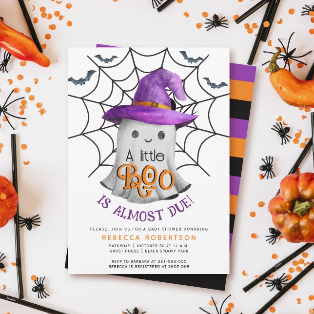 Little BOO ghost and stripes Halloween baby shower Invitation (Creator Uploaded)