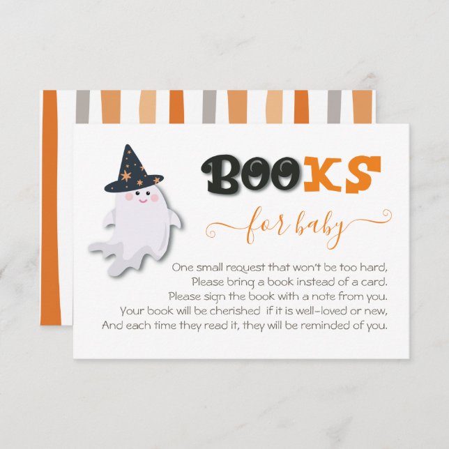 Little Boo Ghost Baby Shower Books for Baby Invitation (Front/Back)