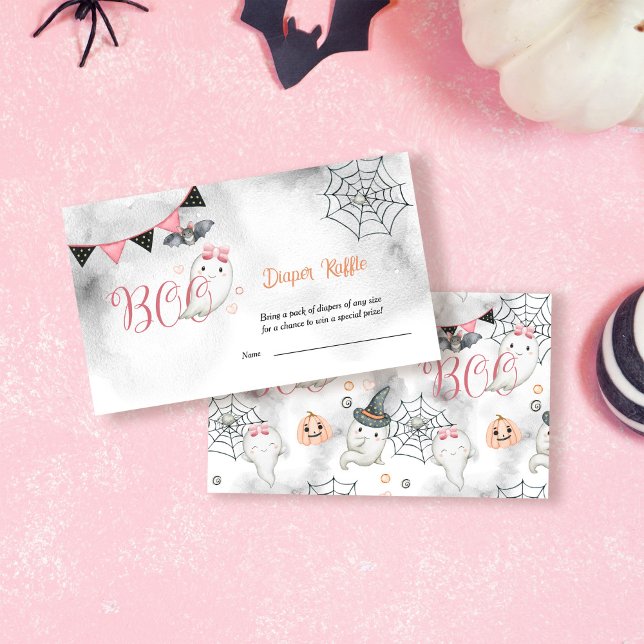 Little Boo Ghost Girl Baby Shower Diaper Raffle Enclosure Card (Creator Uploaded)