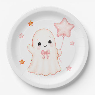 Little Boo Ghost Girl Halloween Baby Shower Paper Plate