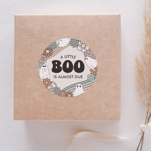 Little Boo Ghost Halloween Baby Shower Classic Round Sticker