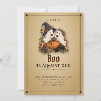 Little Boo Ghost Halloween Baby Shower Invitation