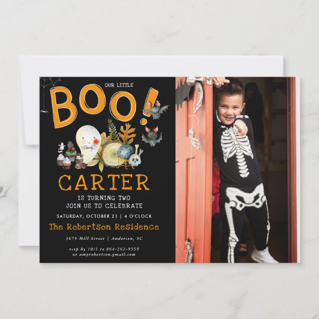 Little Boo | Ghost Halloween Birthday Party (Front)