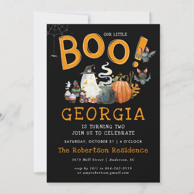 Little Boo | Ghost Halloween Birthday Party (Front)