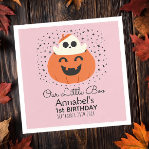 Little Boo Ghost Halloween Girls Birthday Napkin