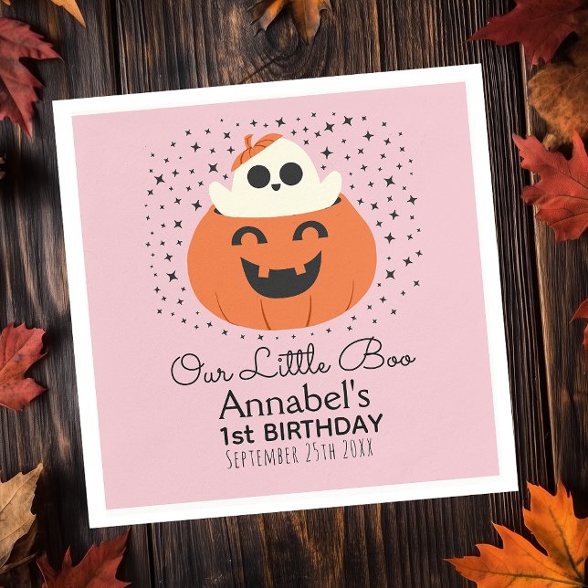 Little Boo Ghost Halloween Girls Birthday Napkin (Creator Uploaded)