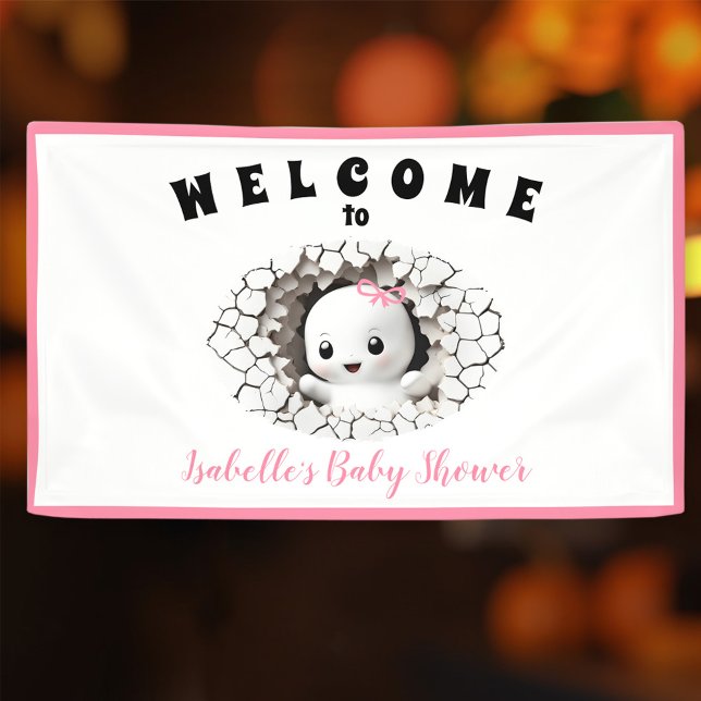 Little Boo Ghost Halloween Pink Baby Shower Banner (Little Boo Ghost Halloween Pink Baby Shower Banner)