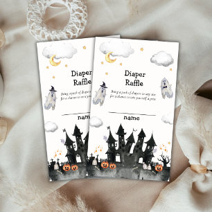 Little Boo Ghost House Diaper Raffle Baby Shower Enclosure Card