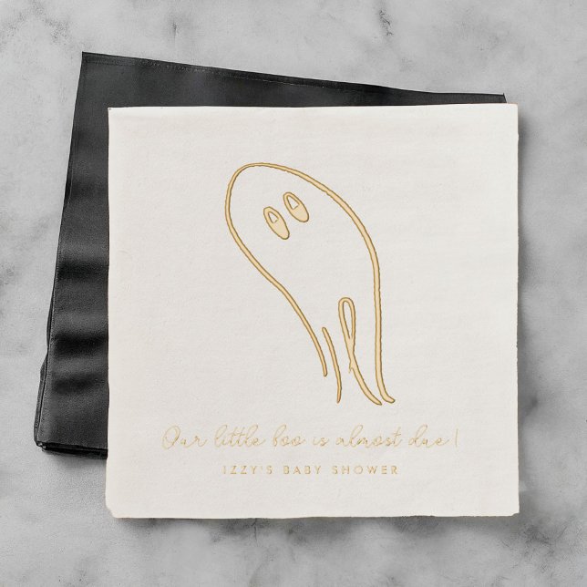 Little Boo Ghost Illustration Foil Napkins (Little Boo Ghost Illustration Modern Minimalist Foil Napkins)