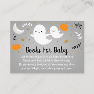 Little Boo Ghost Neutral Baby Shower Book Request Enclosure Card