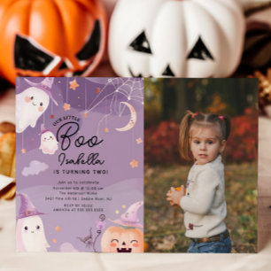 Little Boo Ghost Photo Birthday Invitation
