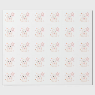 Little Boo Ghost Pink Halloween Baby Shower Wrapping Paper