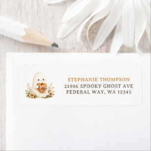 Little Boo Ghost Pumpkin Baby Shower Return Addres Address Label