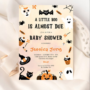 Little Boo Ghost Pumpkin Halloween Baby Shower Invitation