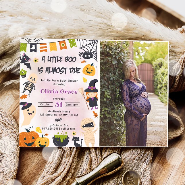 Little Boo Ghost Pumpkin Halloween Baby Shower Invitation (Creator Uploaded)