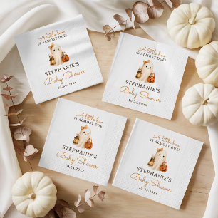 Little Boo Ghost Pumpkin Halloween Baby Shower Napkin