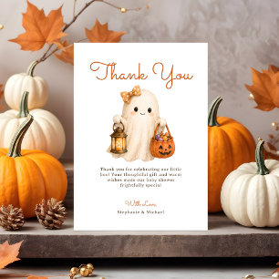 Little Boo Ghost Pumpkin Halloween Baby Shower Thank You Card