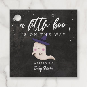 Little Boo Ghost with Witch Hat Baby Shower Favour Tags