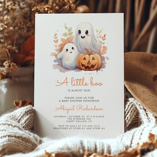 Little Boo Ghosts Pumpkin Fall Baby Shower Invitation (Creator Uploaded)