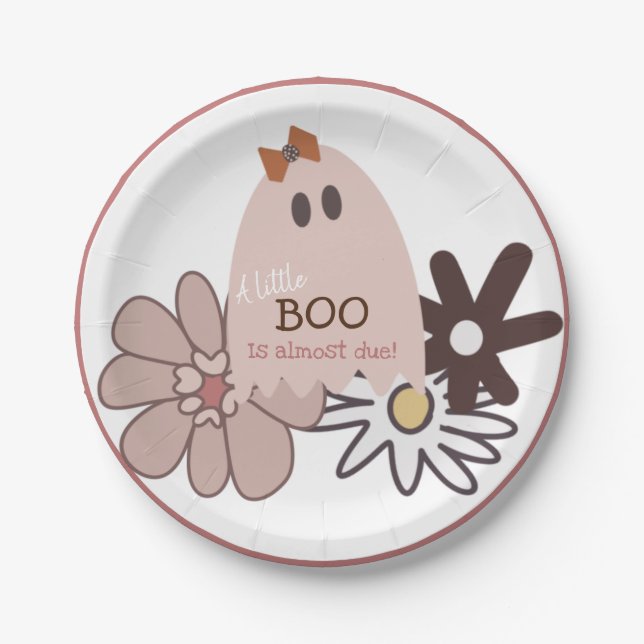 Little Boo Girl Baby Shower Paper Plate (Front)