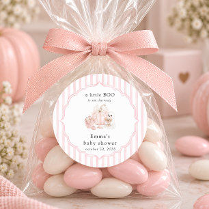 Little Boo Girl Ghost Baby Shower Thank You Classic Round Sticker