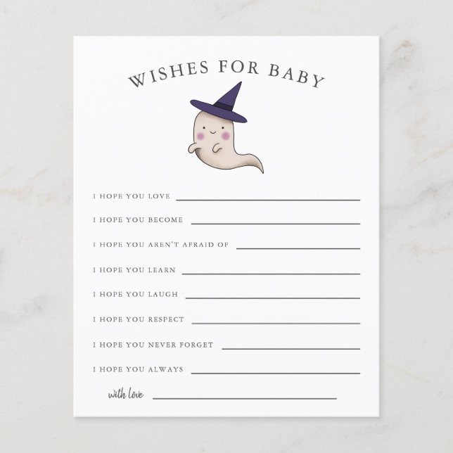 Little Boo Girl Ghost Wishes for Baby Card (Front)