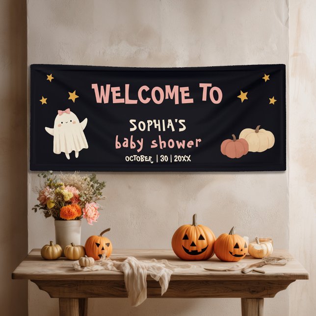 Little Boo Girl Halloween Baby Shower Welcome Banner (Creator Uploaded)
