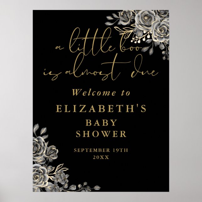 Little Boo Gothic Baby Shower Welcome Sign (Front)