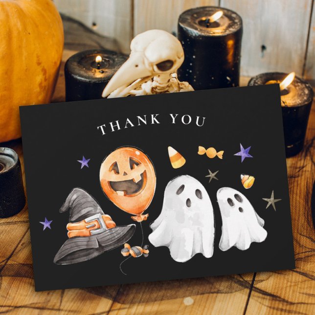 Little Boo Halloween Baby Shower Black Thank You Card (The 'Little Boo' Thank You Card is not merely a card; it is an expression of warmth and of gratitude)