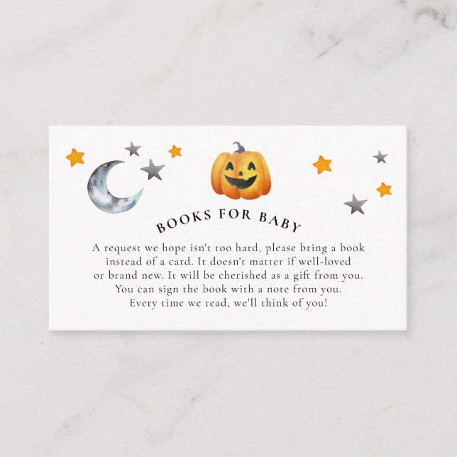 Little Boo Halloween Baby Shower Books For Baby Enclosure Card (Front)