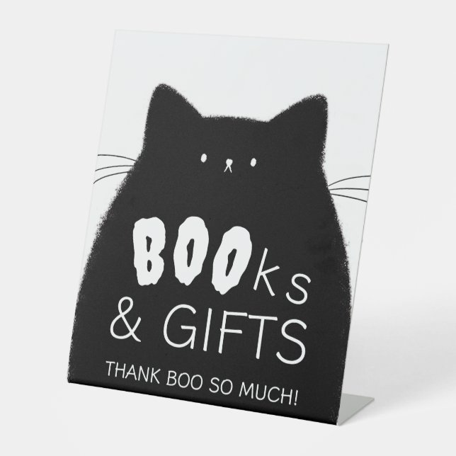 Little Boo Halloween Baby Shower Books Gifts Sign (Front)