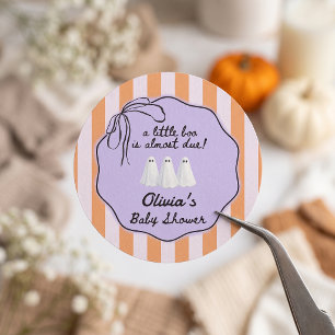 Little Boo Halloween Baby Shower Classic Round Sticker