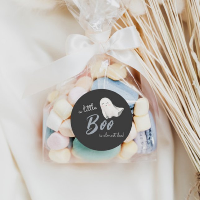 Little Boo Halloween Baby Shower | Classic Round Sticker (Creator Uploaded)